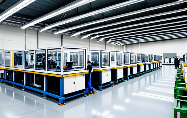 작업 자동화의 장점과 단점 분석 - The Automated Factory**

"A modern, brightly lit factory floor, showcasing robotic arms assembling p...