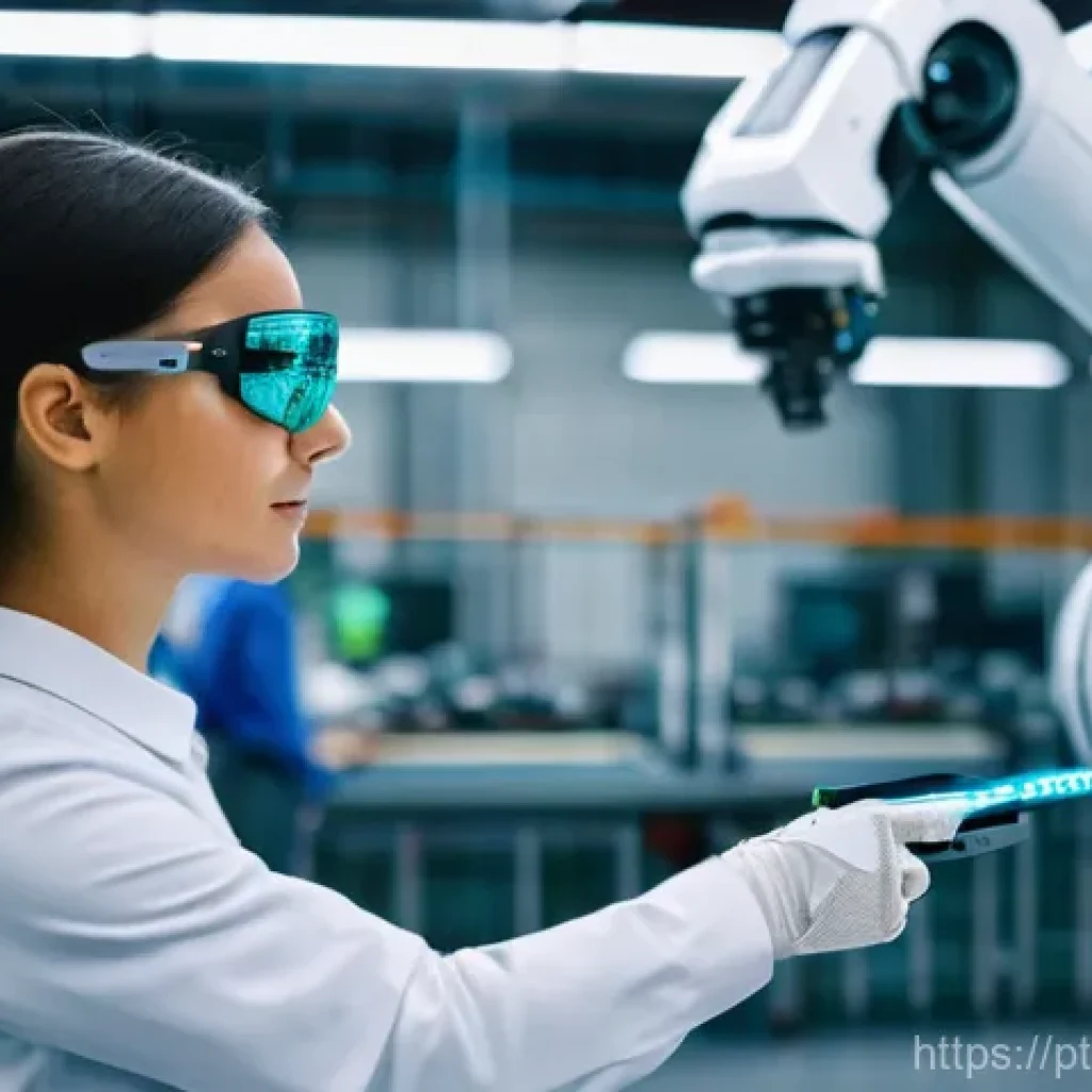 작업 자동화와 기업의 사회적 책임 - **A Modern Portuguese Factory Embracing Human-Robot Collaboration:**
A wide-angle, brightly lit ...